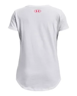 Under Armour Girls' Softball Galaxy Fill Short Sleeve T-Shirt -SoftBall Gear Sales 1370714 100 White BCK
