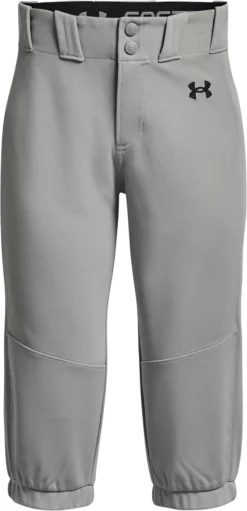 Under Armour Girls' Utility Softball Pants -SoftBall Gear Sales 1375667 075 BaseballGrey FRT