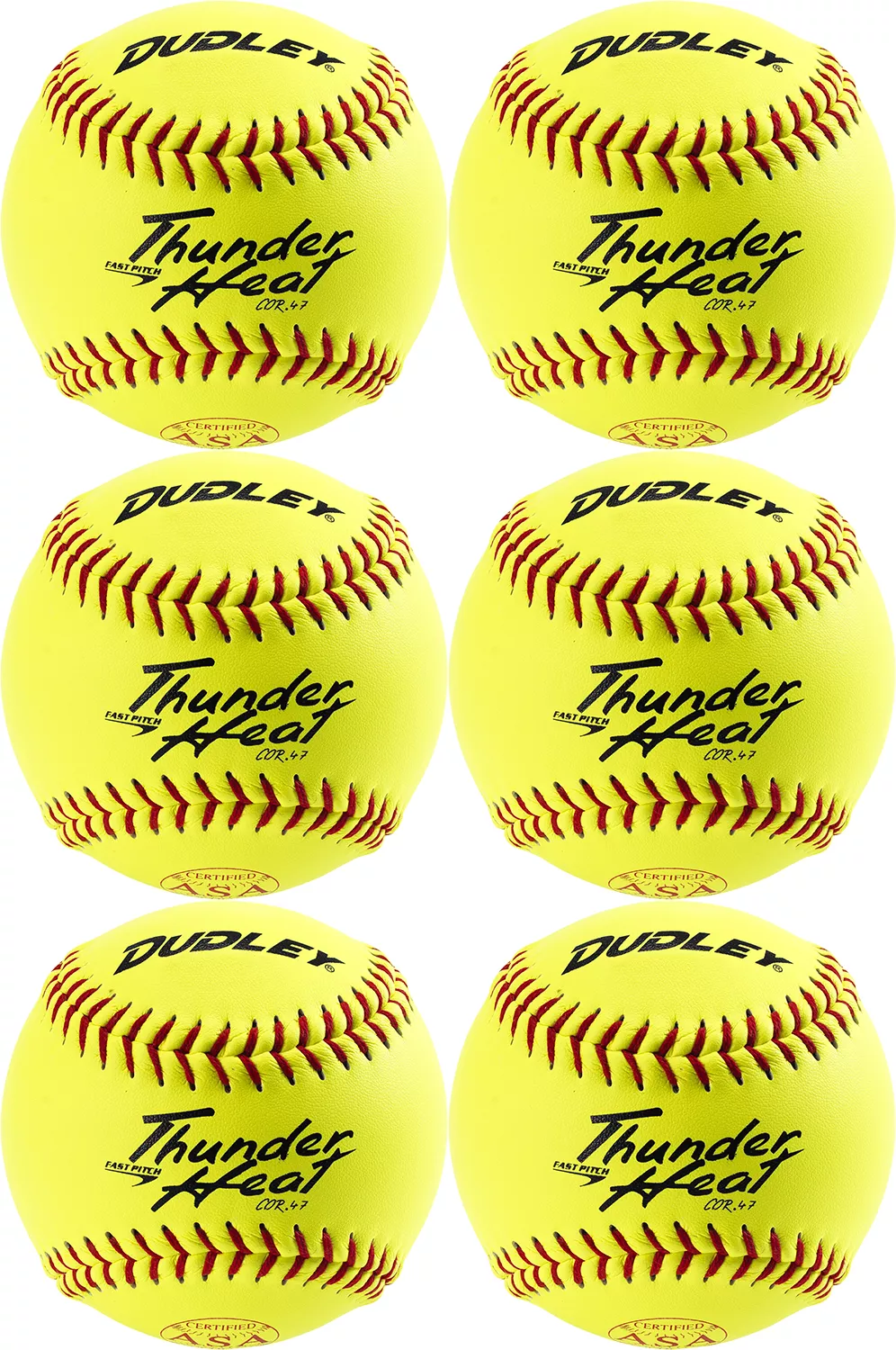 Dudley 11” ASA Thunder Heat Fastpitch Softballs - 6 Pack 1 Dudley 11” ASA Thunder Heat Fastpitch Softballs - 6 Pack