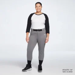 Mizuno Women's Belted Stretch Softball Pants -SoftBall Gear Sales 350782 929203 Charcoal MODFRT