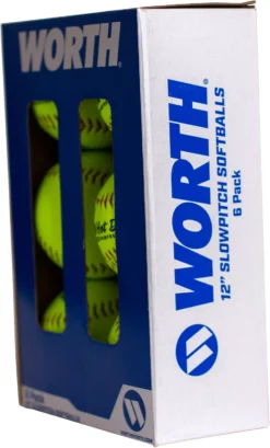 Worth 12" USA Hot Dot Slowpitch Softballs - 6 Pack -SoftBall Gear Sales DICWAHD12SY 6P NOCOLOR AL