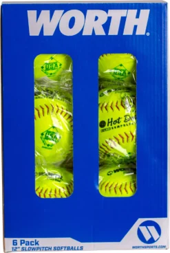 Worth 12" USA Hot Dot Slowpitch Softballs - 6 Pack -SoftBall Gear Sales DICWAHD12SY 6P NOCOLOR PKG alt1